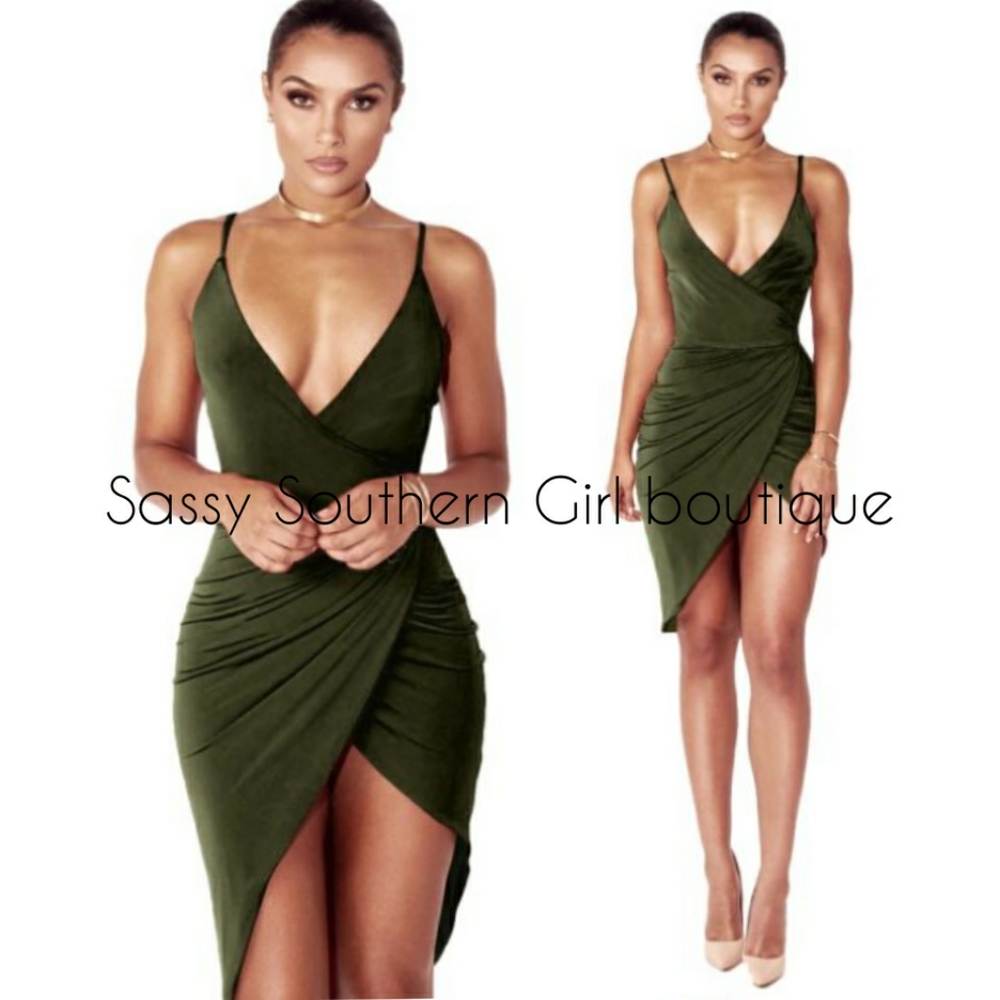 ⭐🆕Army green ruched dress